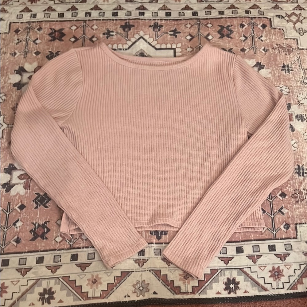 PacSun Pink Ribbed Long Sleeve Tee